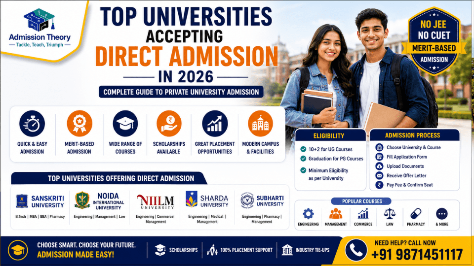 Top Universities Accepting Direct Admission in 2026 (Direct Admission in Private Universities 2026: Complete Guide)